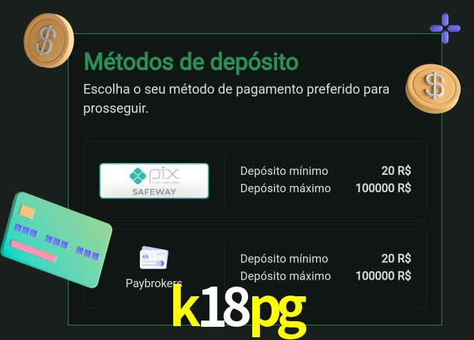 O cassino k18pg oferece uma grande variedade de métodos de pagamento